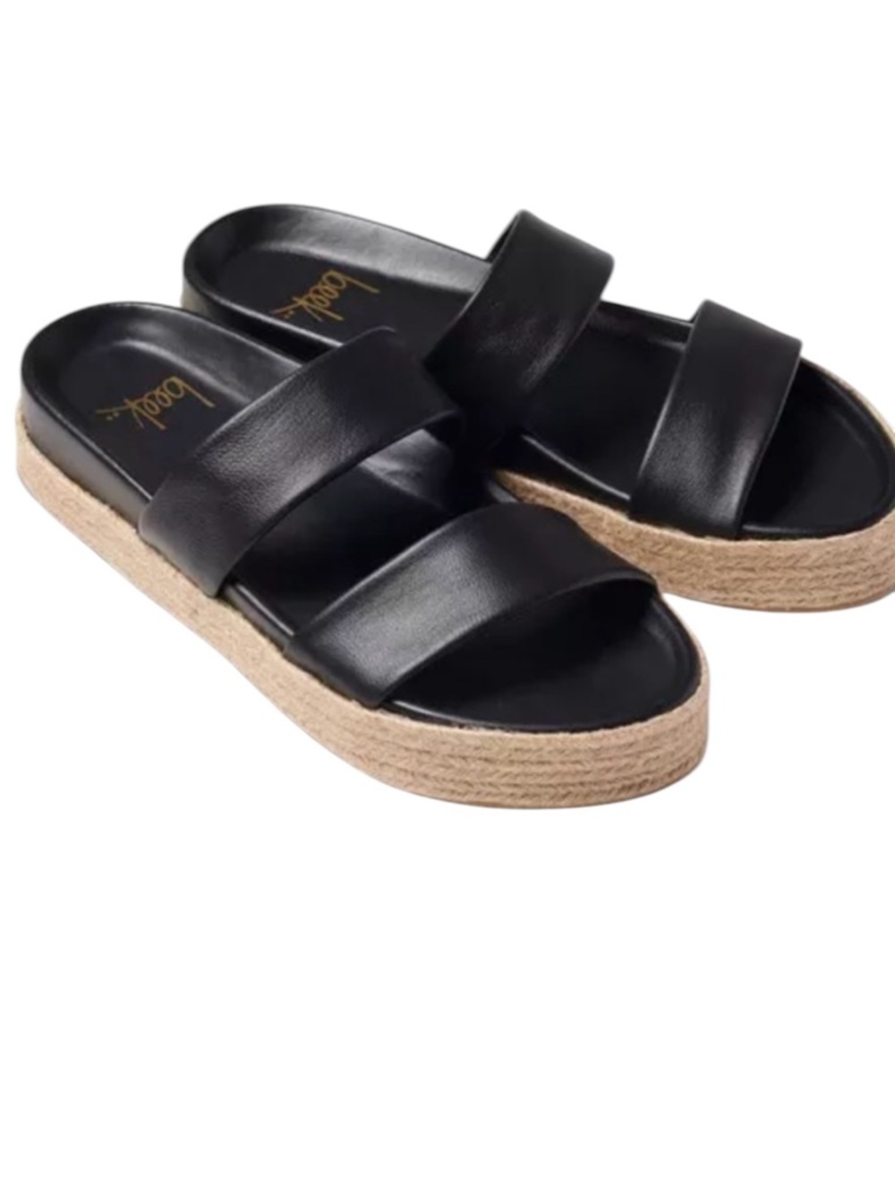 Beek Twinspot Slide Sandals. Black/jute. 8. GUC